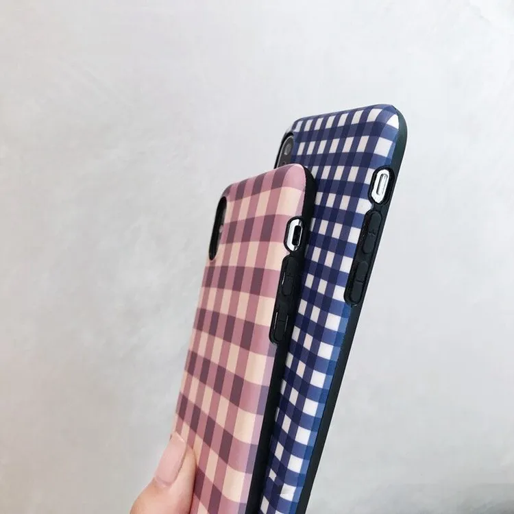 Wixcen корейский розовый клетчатый чехол для телефона Iphone Xs Max винтажный сетчатый