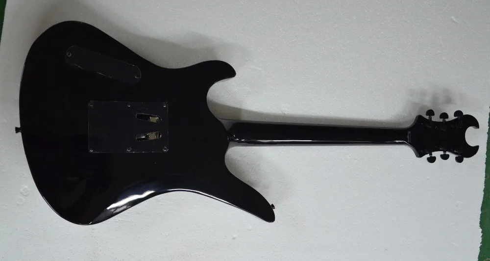 Электрогитара QShelly Черная/белая линия логотип strape skull floyd rose locking nut Sch ebony|shopping musical