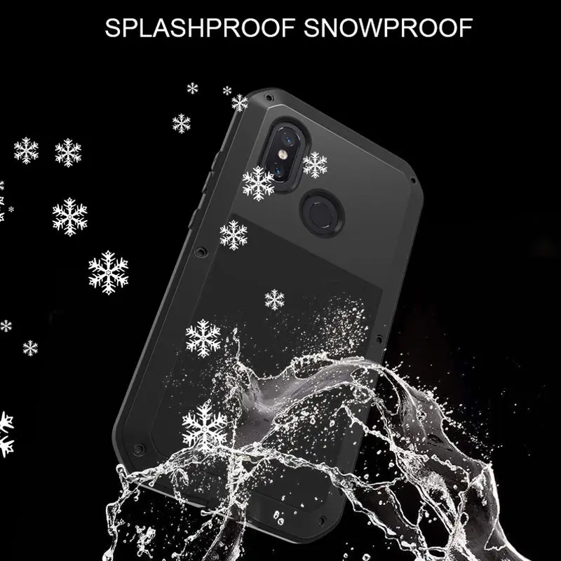 Luxury Full Body Protective Metal Armor Case For Xiaomi Mi 8 Mi8 +Gorilla Glass Rugged Heavy Duty Shockproof |