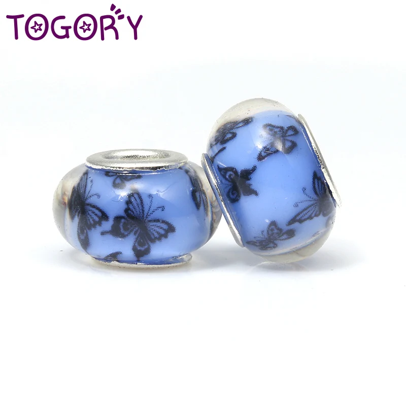 TOGORY 2 шт./лот античные посеребренные тисненые стеклянные подвески в виде бабочки