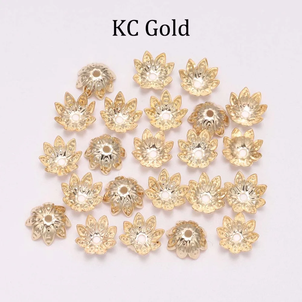 OMH Wholesale 100 pieces batch 8 10 mm anemone metal loose gasket beads hat tapered cap filigree DIY jewelry making AC13 | Украшения и
