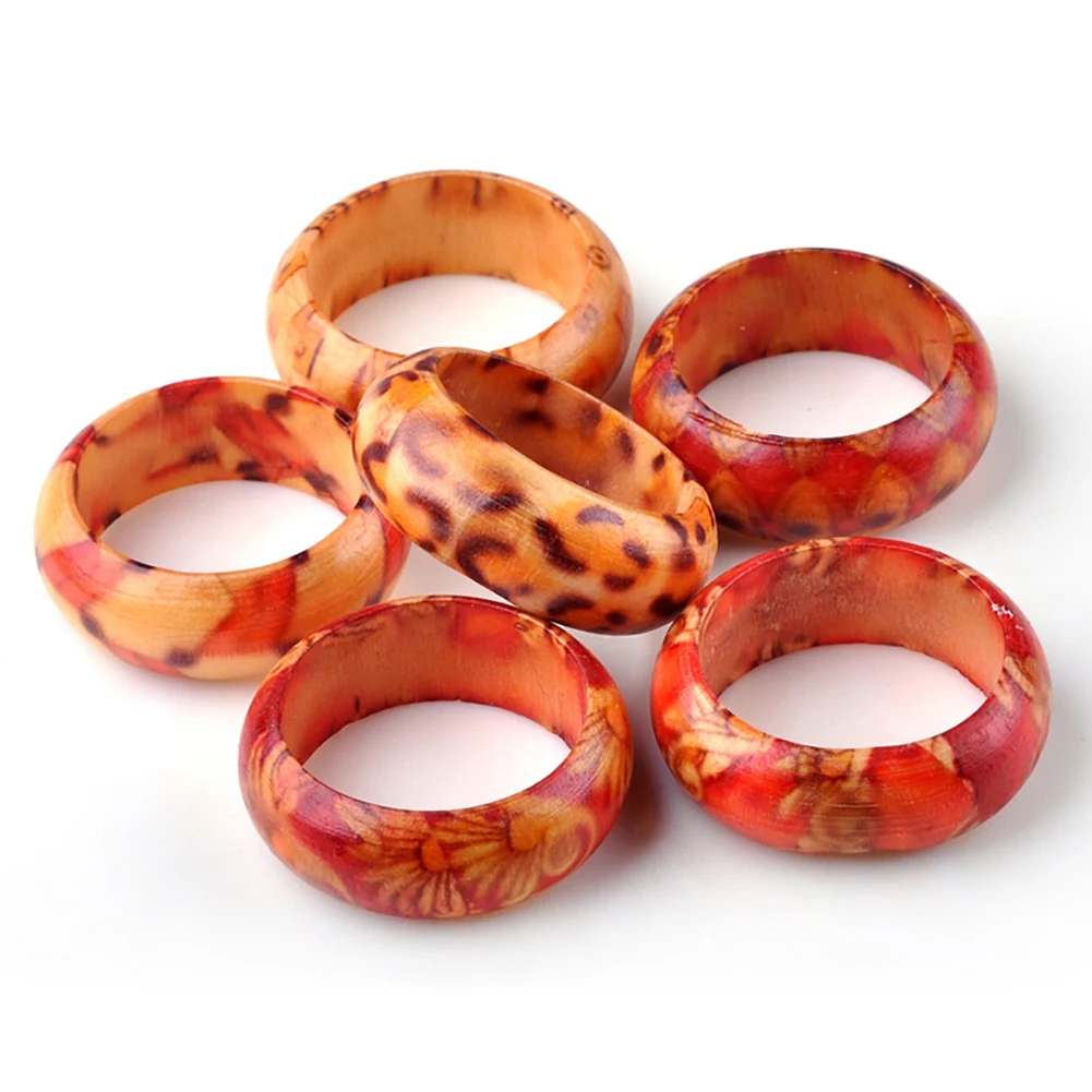 Модные женские Кольца из натурального дерева набор 10 шт. разноцветные Клубные