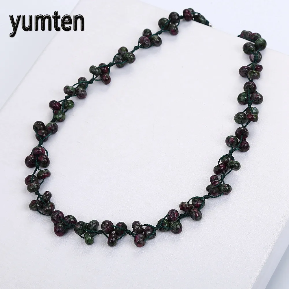 Yumten Epidote Тканое ожерелье из натурального камня Хрустальные Бусы модный бутик