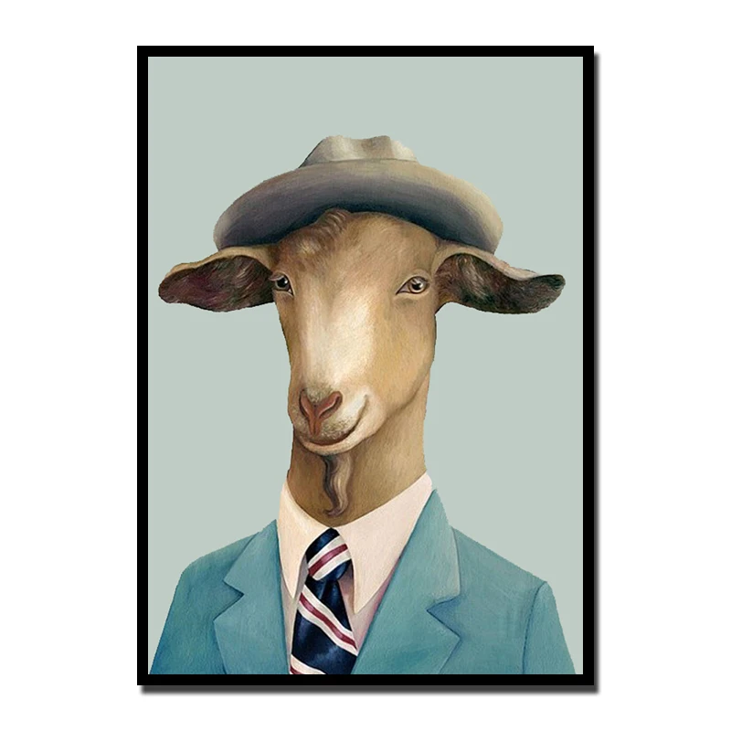 Портрет джентльмена козы животных холст художественный принт постер Настенная
