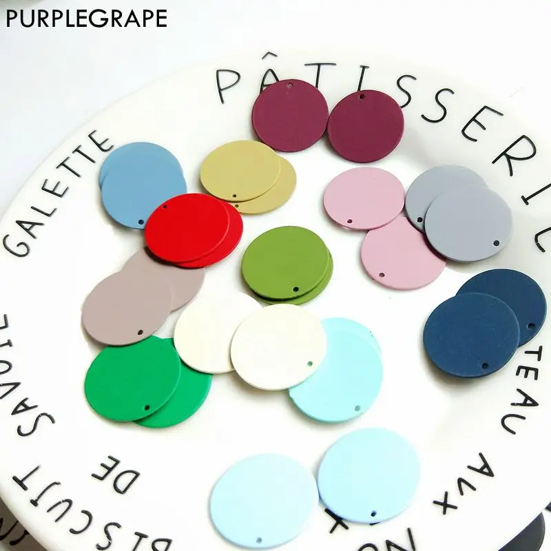 PURPLEGRAPE minimalism Europe and America matte texture multicolor wafer DIY handmade earrings accessories wholesale | Украшения и
