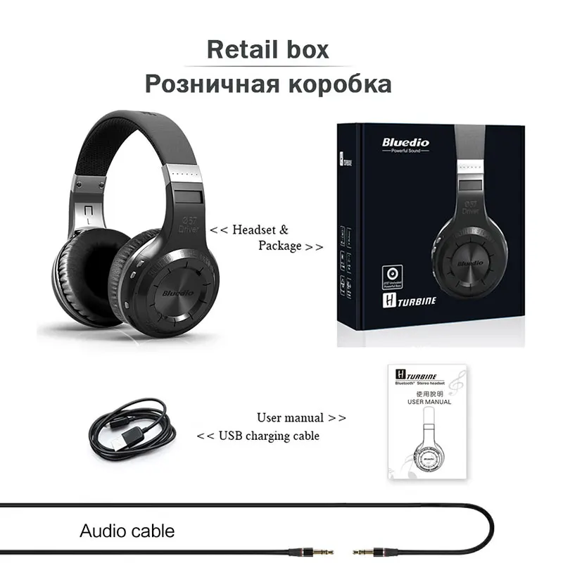 black retail box Наушники Bluedio HT гарнитура Bluetooth Версия 5,0 Беспроводная гарнитура стерео наушники с микрофоном - Цвет: black retail box