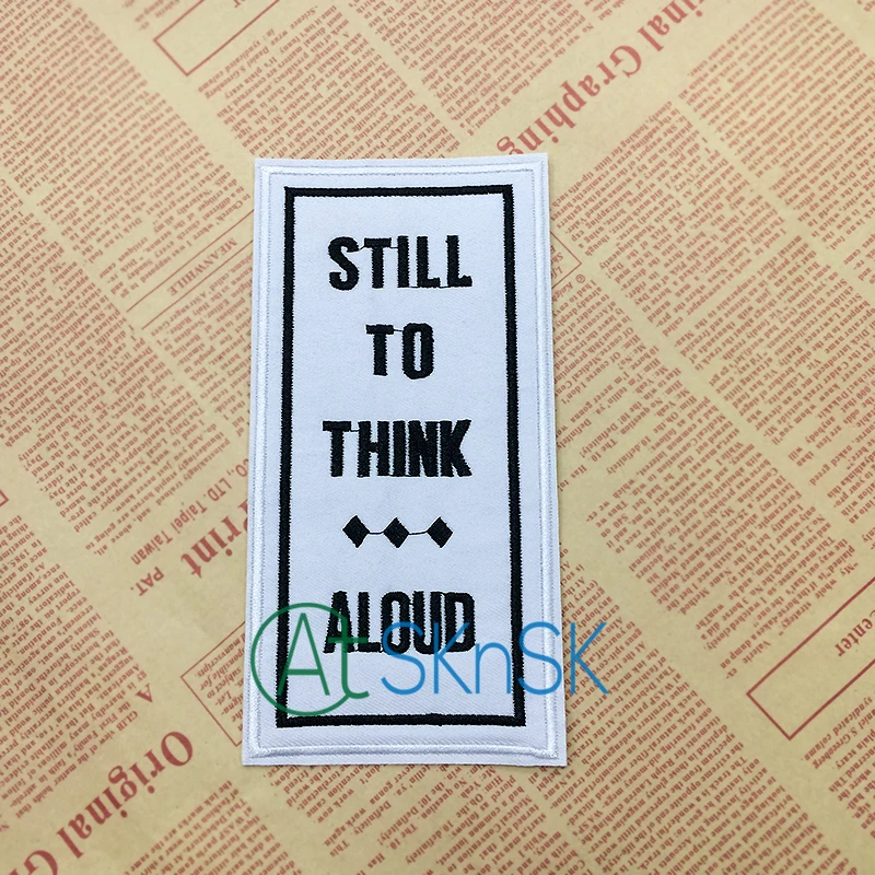 1 шт./лот белая эмблема вышитая нашивка все еще думать ткань сделай сам куртка