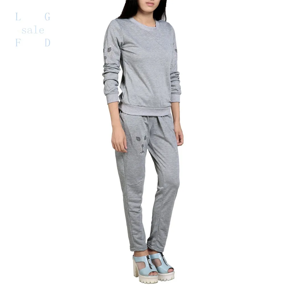 New 2015 fashion 2 piece women tracksuit Hoodies sport Sweatshirts suit sweatshirt+pants colors plus size 51 | Женская одежда