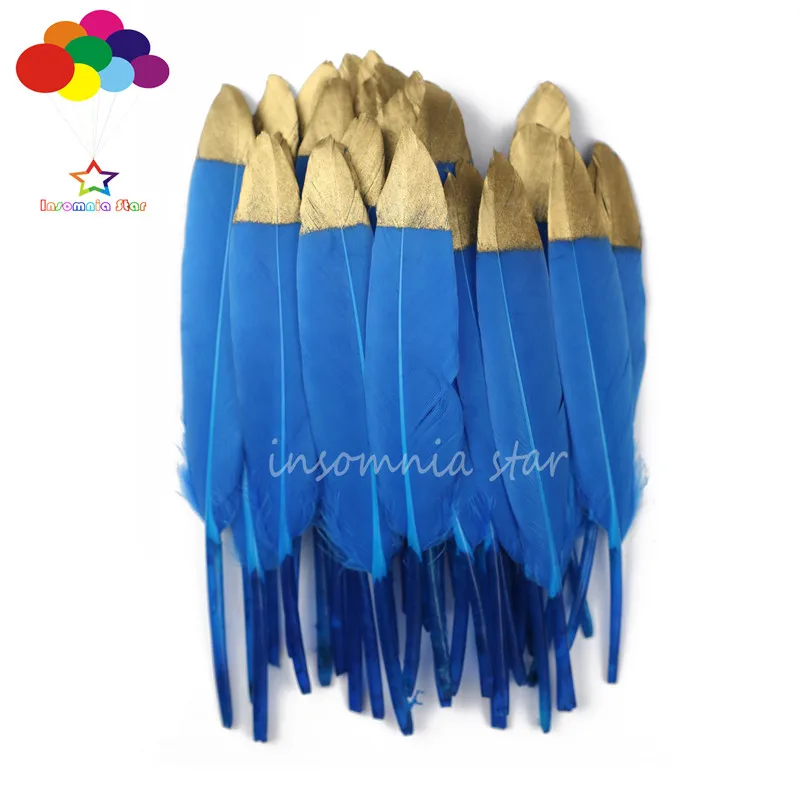 Утки перо темно синий окрашенный Золотой головы 100% натуральный 10 100 шт 6 8 дюймов/15