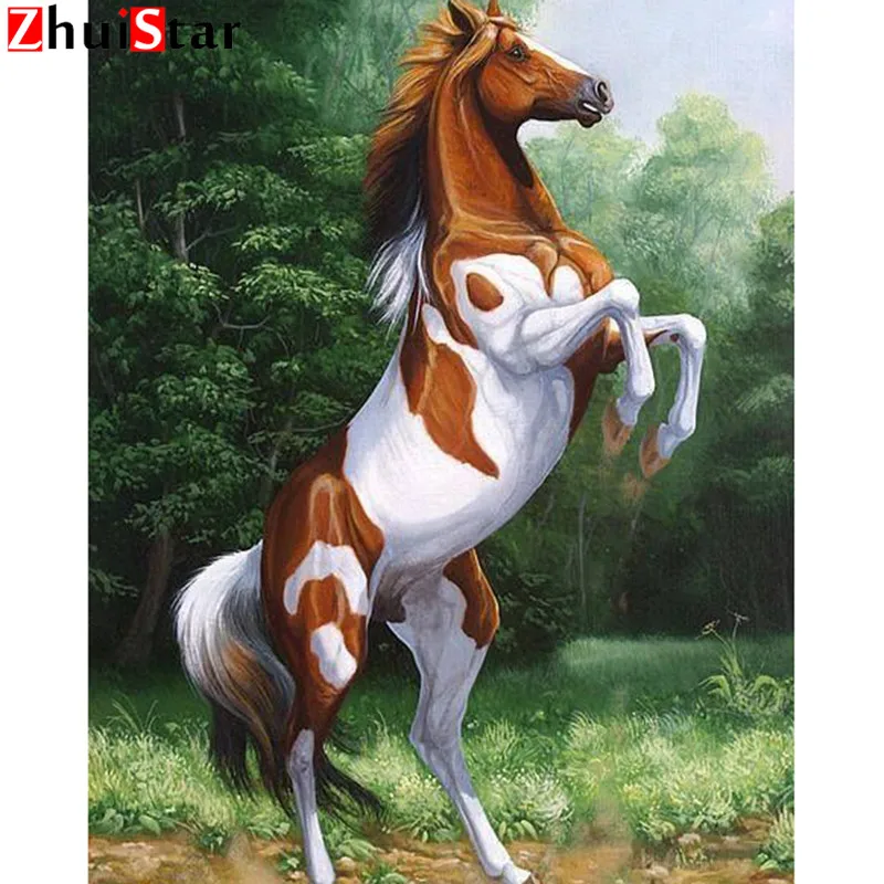 

5D Full Square Diamond Painting white yellow horse Embroidery Sale Diamond Mosaic Picture Of Rhinestone Decor Home Gift XY1