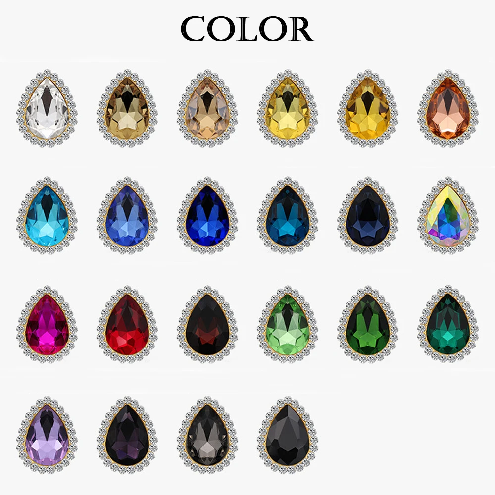 30 шт. Каплевидная форма с бусинами из цветного стекла пришить стразы золотой