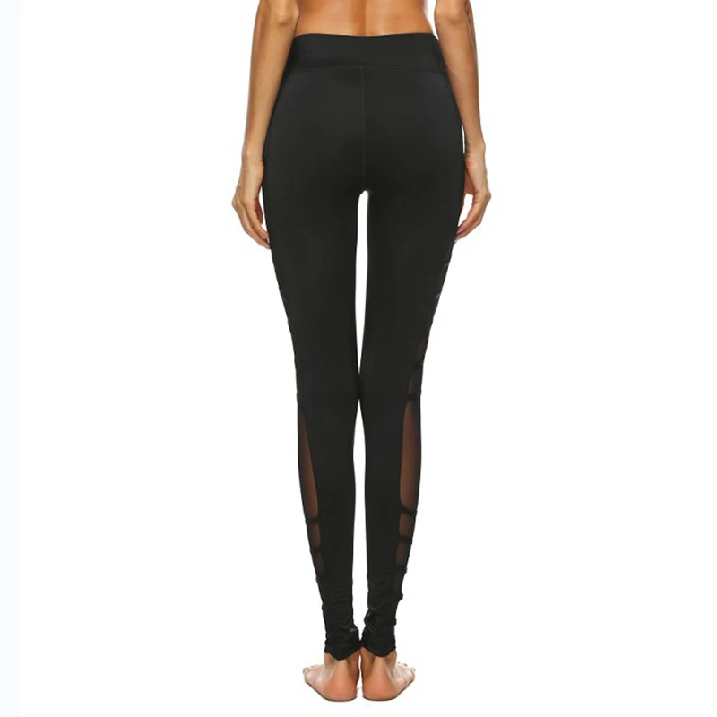 CHRLEISURE Черные Сетчатые леггинсы женские с высокой талией тренировочные дышащие