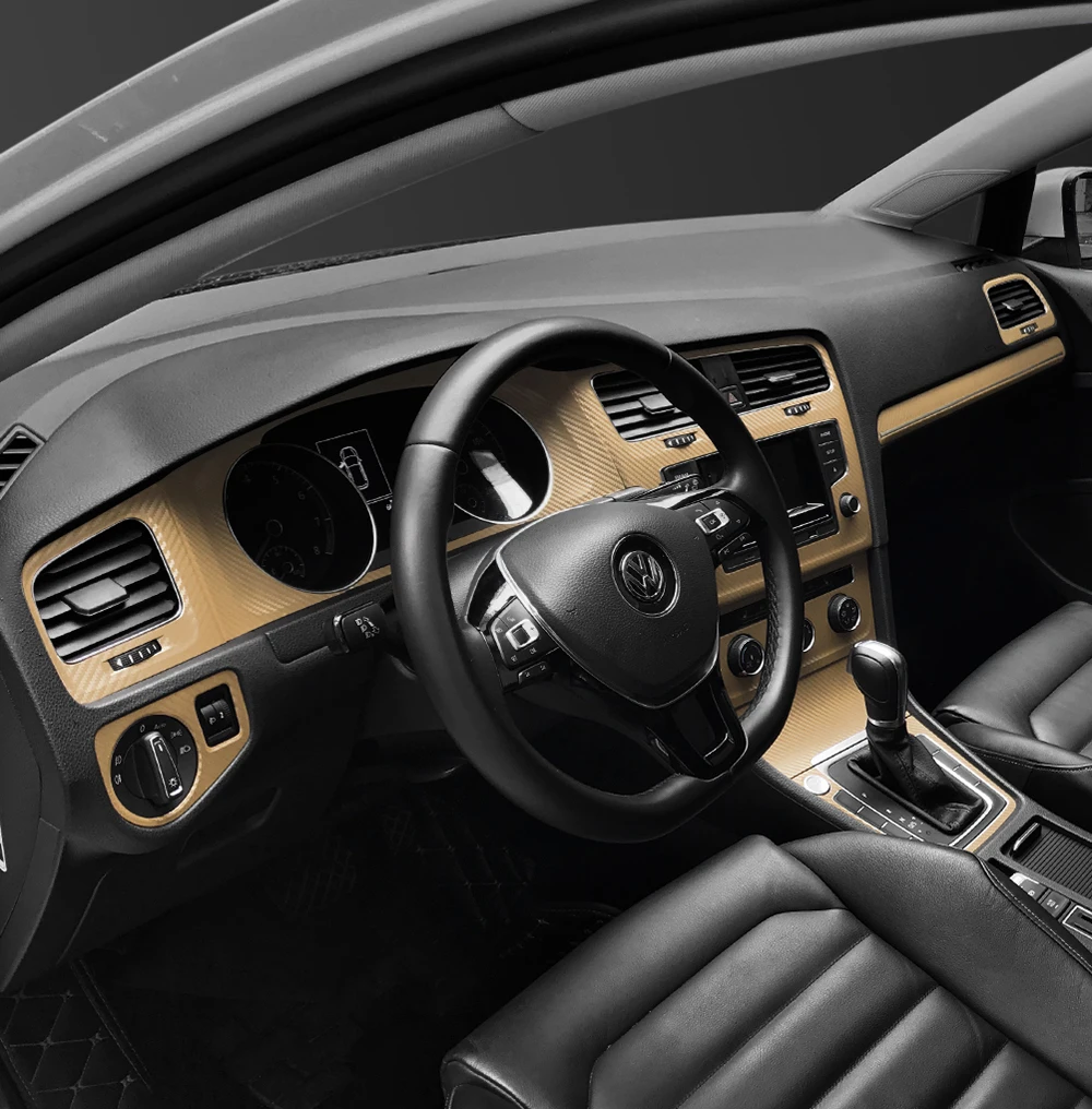 carbon fiber gold Интерьер спортивные красное углеродное волокно защиты наклейки из углеродного волокна авто Стайлинг для VW Volkswagen Golf 7 MK7 GTI аксессуары - Название цвета: carbon fiber gold