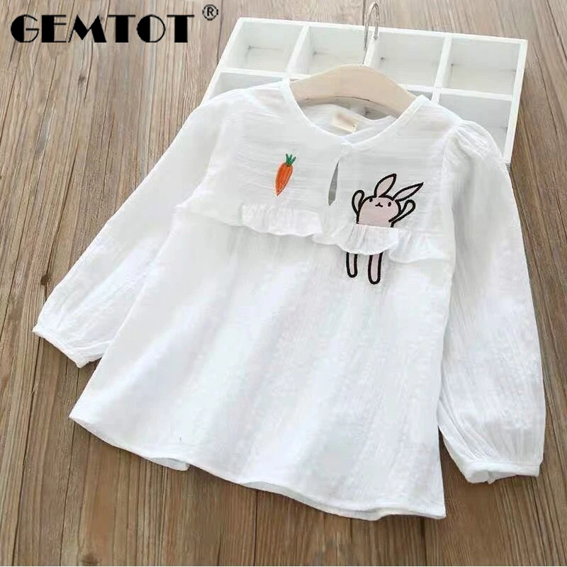 2019 Новое поступление Модная рубашка с длинным рукавом для девочек топ мультяшный