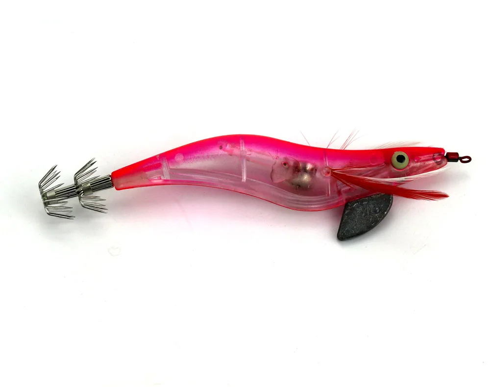 Big Sale 5pcs New Shrimp Fishing lures Artificial Electronic Squid Jigs Light Wooden Tackles Lead Head Baits 12.8cm 29g | Спорт и