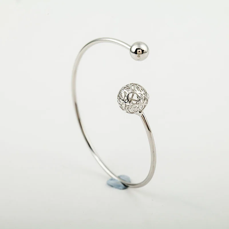 Полый шаровой браслет женский позолоченный посеребренный бисер цветок Шарм