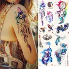 Акварельные временные тату-наклейки Ловец снов, Женская картина на тело и руку, искусственная татуировка на талию, перо