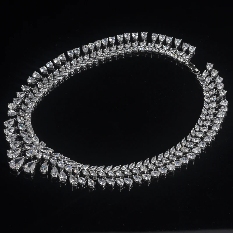 Новое поступление набор ювелирных изделий с большим цветком и фианитом для