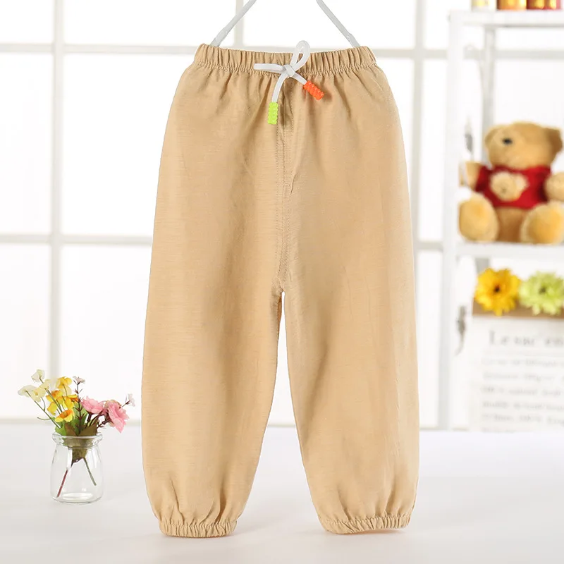 Yellow 12M-5T Baby Summer Candy Color Anti-Mosquito Pants Boy Girl Soft Bamboo Cotton Tie Bloomers Loose Pants Kids Spring Harem Pants - Цвет: Yellow