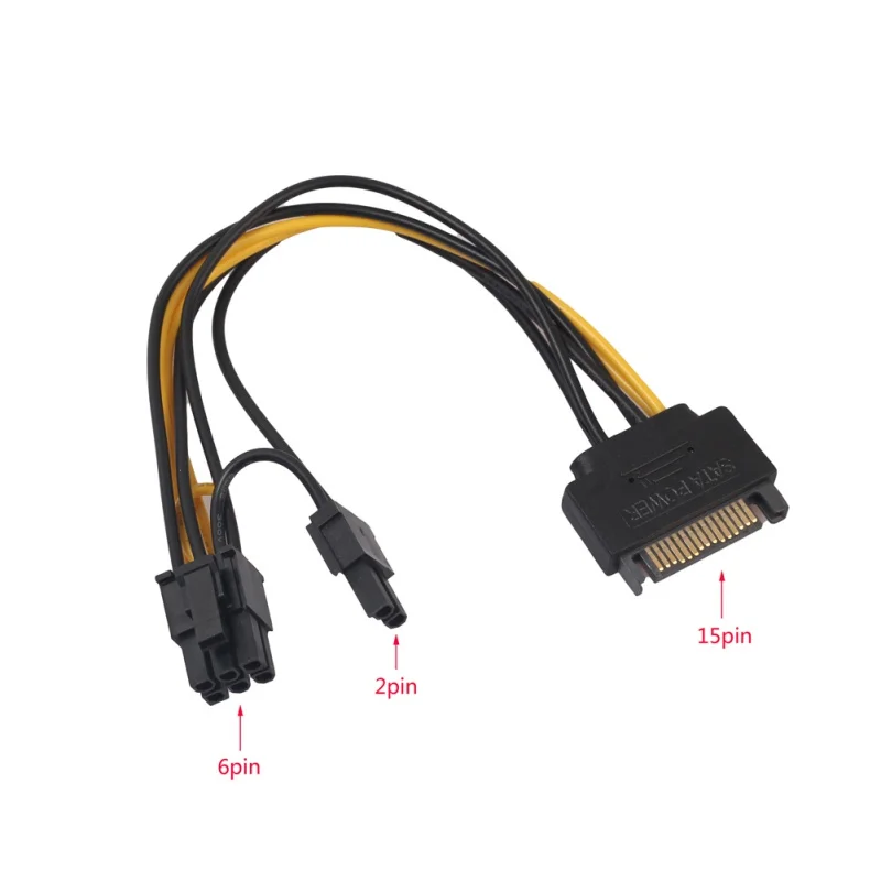 1 шт. один SATA 8pin(6 + 2) до 15pin Powr адаптер кабель 20 см PCI-E питания k5 | Электроника
