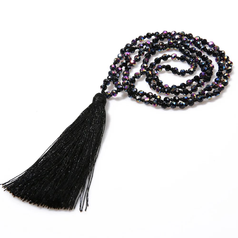 Модные Boho серьги-капельки с бахромой ожерелья для женщин Collier Femme стеклянные бусины из хрусталя эффектный воротник ювелирные изделия