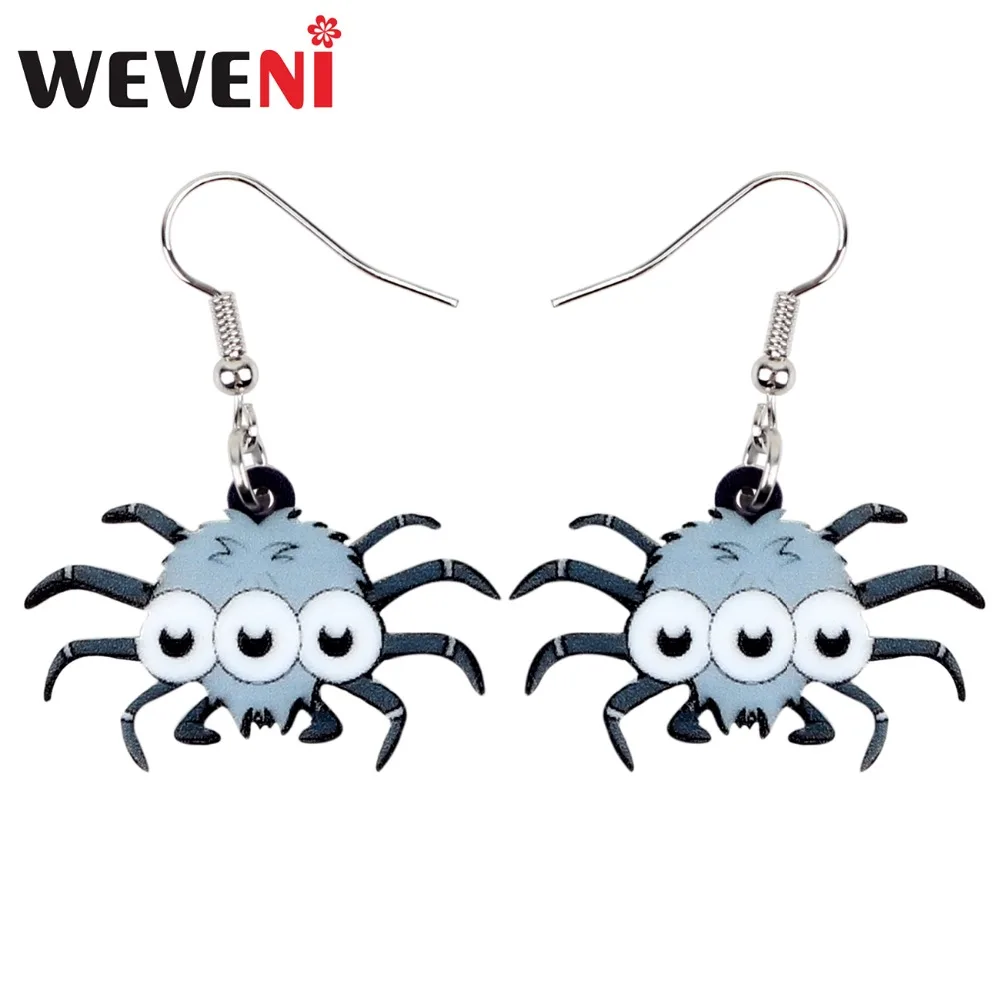 

WEVENI Acrylic Halloween Cute Spider Earrings Drop Dangle Cute Funny Animal Jewelry For Women Girls Party Decoration Charms Gift