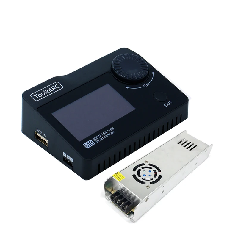 Black And Adapter ToolkitRC M8 DC 300 Вт 15A зарядное устройство для балансировки аккумулятора Dis зарядное устройство LiPo зарядное устройство и 12 В 400 Вт блок питания для 2-8S Li-po батареи - Цвет: Black And Adapter