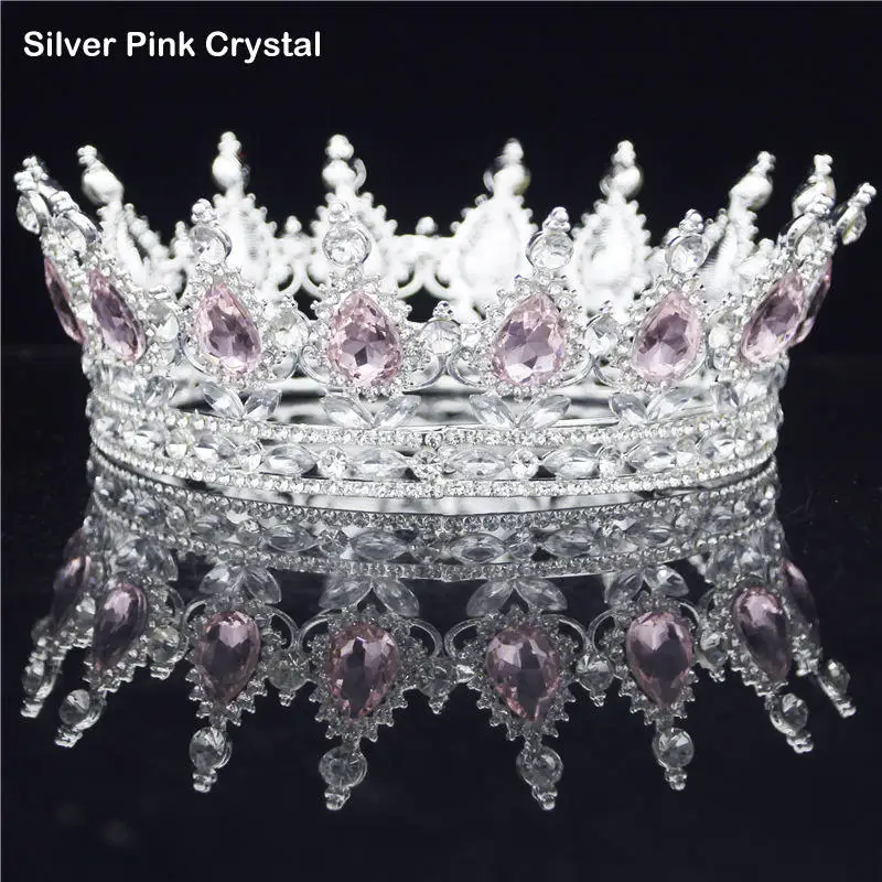 Silver Pink Королевская корона Noiva головной убор для выпускного вечера диадемы и короны свадебные аксессуары для волос головной убор - Окраска металла: Silver Pink