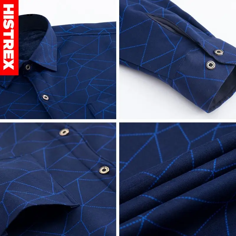 Histrex бренд Для мужчин гавайская рубашка Повседневное Мужская с длинными рукавами