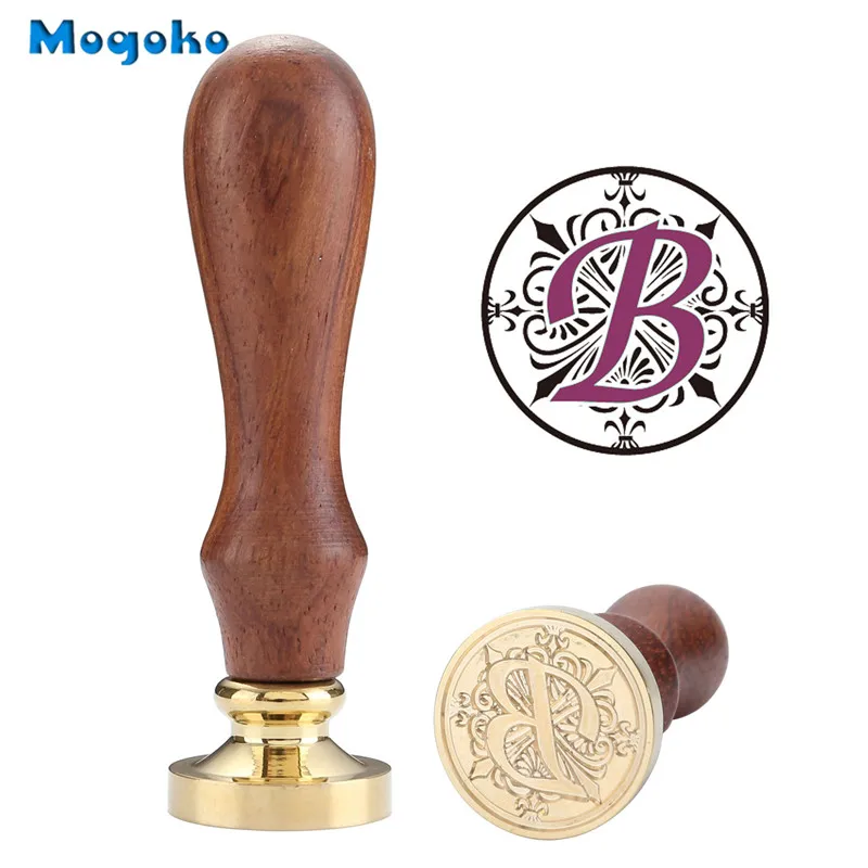Mogoko 1x винтажная деревянная ручка Ирисы буквы Алфавит воск значок печать воск 26 букв A-Z Скрапбукинг Декор