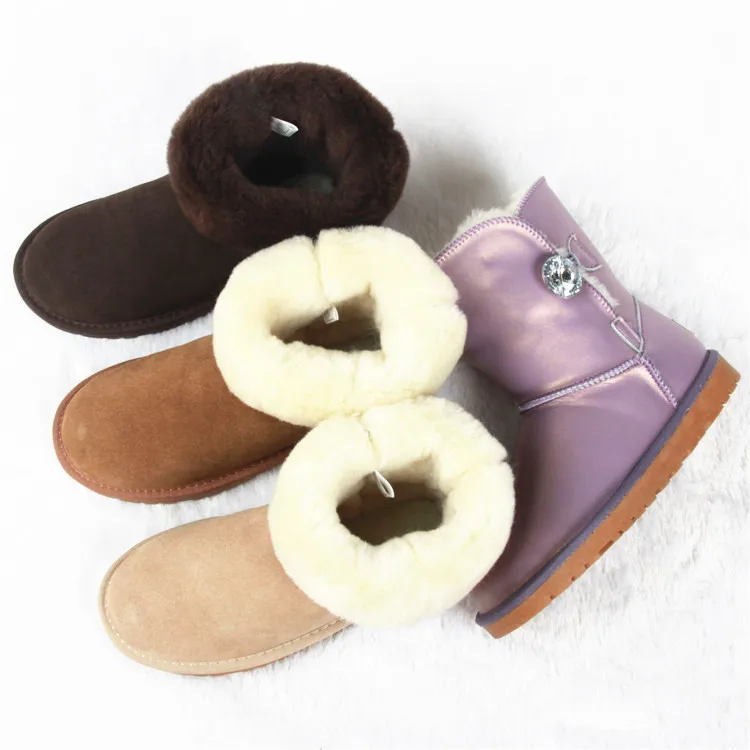 Женские зимние ботинки из 2019 шерсти и меха водонепроницаемые средней длины с