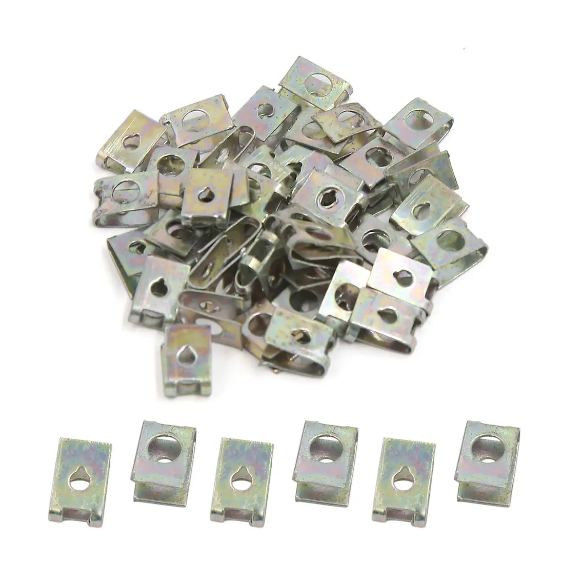 

X Autohaux 50Pcs Universal Metal U-Type Rivets Door Panel Fastener Clips For Car 5Mm