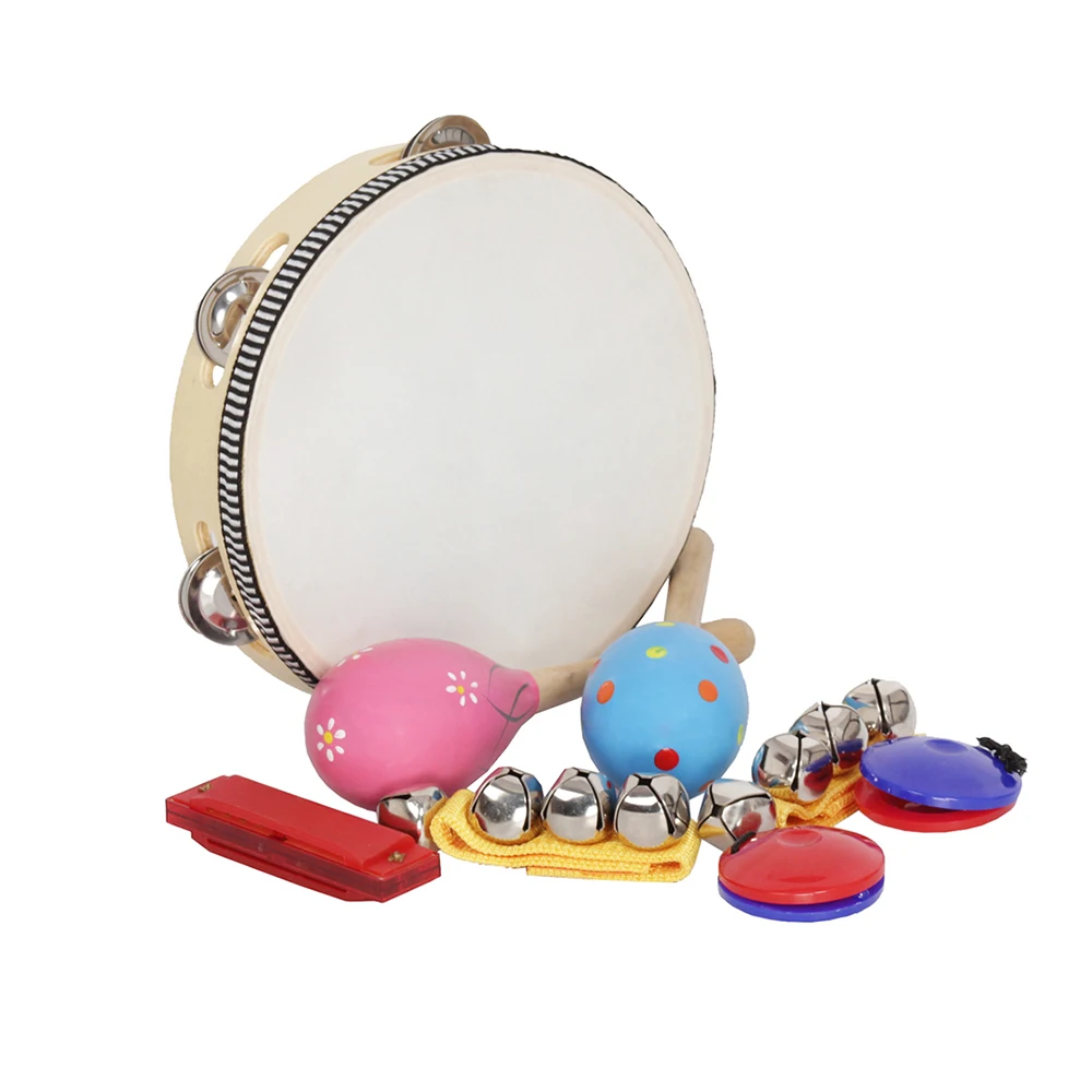 8 шт./компл. музыкальные игрушки Band Rhythm Kit включая тамбурин Maracas Castanets Handbells