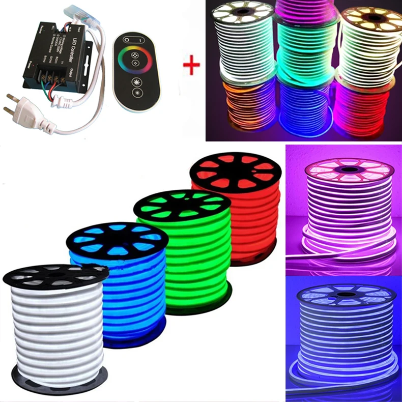 Светодиодный неоновый светильник RGB большой размер 14х26 мм IP67 водонепроницаемый
