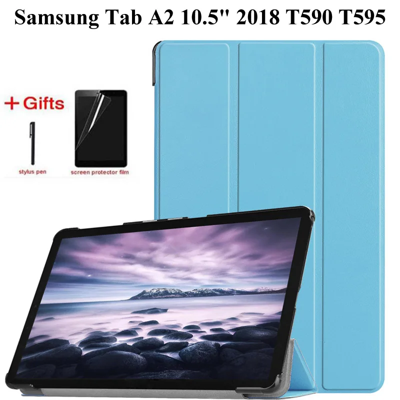 Ультра тонкий кожаный чехол для Samsung Galaxy Tab A A2 10 5 дюймов 2018 T590 T595 T597 SM-T595