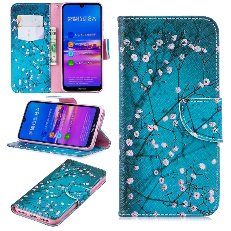 Чехлы книжки из искусственной кожи для Huawei Honor 8A чехлы бумажник подставка слот