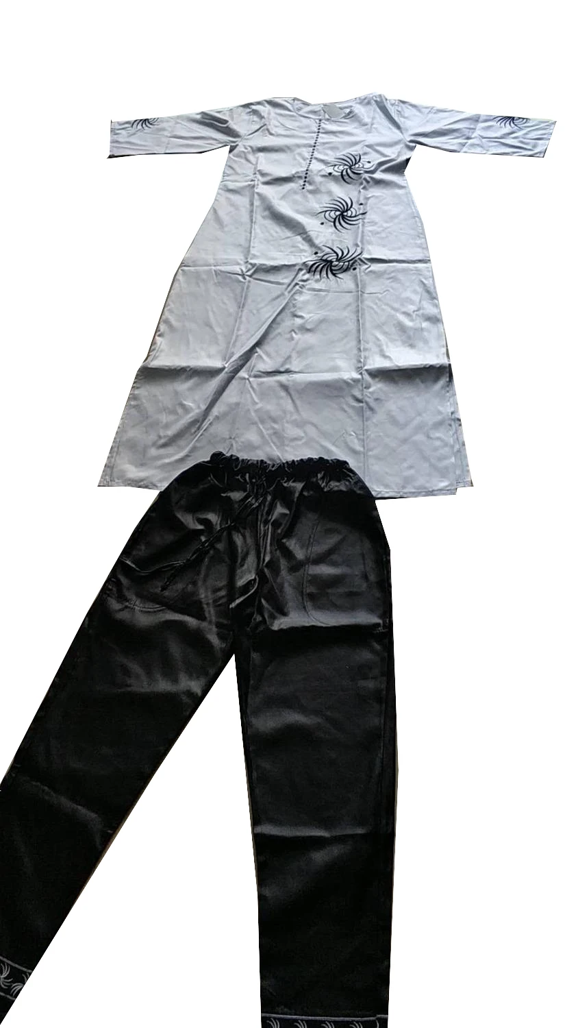 White black 3 предмета в комплекте комплект модные африканские одежда для женщин платья Брюки шарф Набор Базен riche халат вышивка африканские одежды S2946 - Цвет: White black