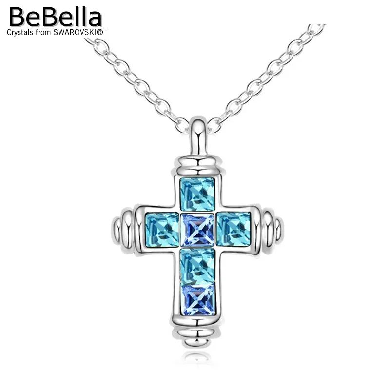 Женское Ожерелье с кристаллами Сваровски BeBella подвеска крестом в христианском