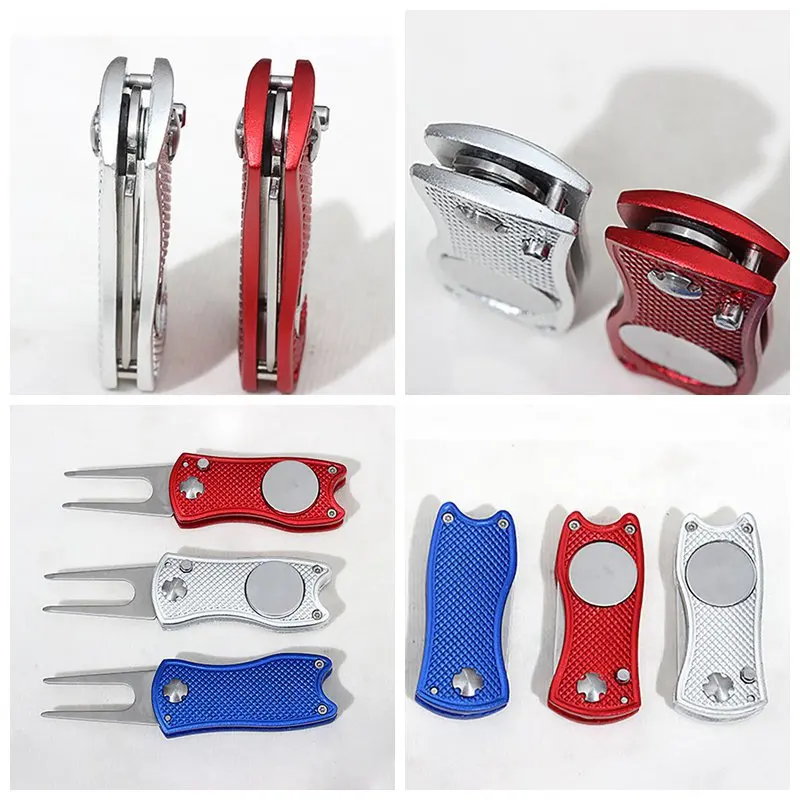Нержавеющая сталь, для гольфа Divot Repair Switchblade инструмент шаг паз очиститель Магнитная вилка для гольфа установка зеленая вилка обучение