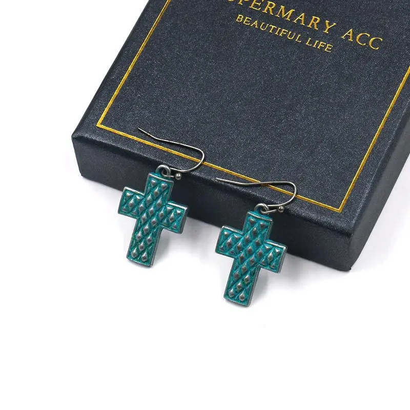 Женские винтажные серьги в стиле панк с заклепками бронзовые зеленые пеньковой