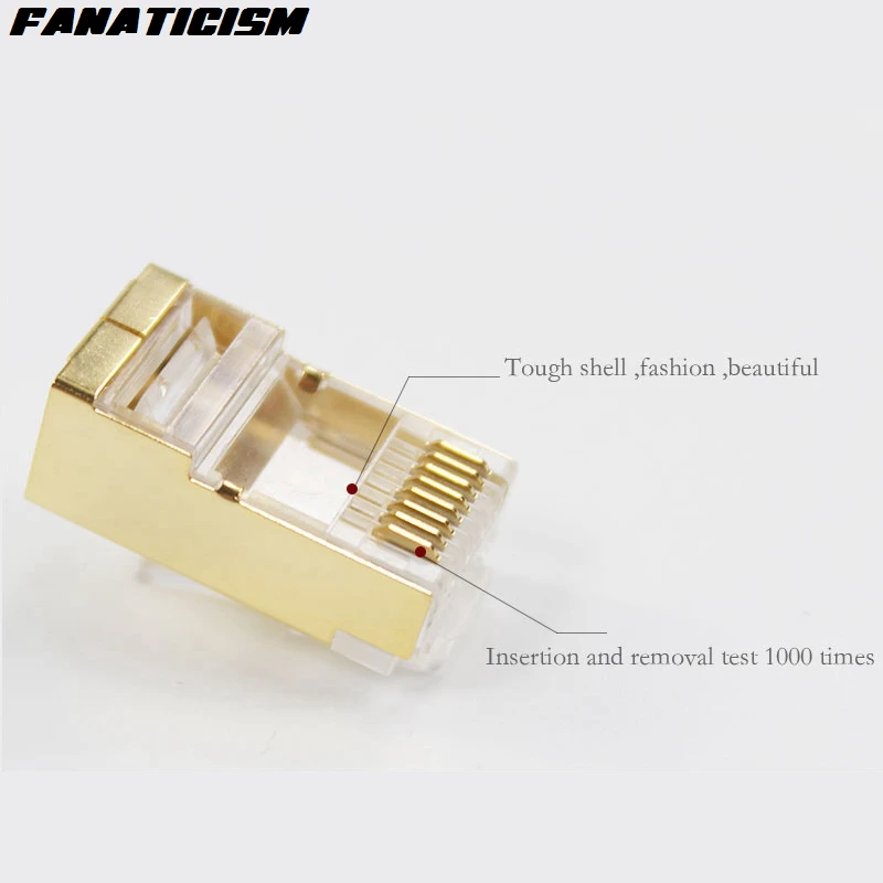 Bestellen 2000 Stücke Gold Metall Schild RJ45 Netzwerk 8P8C Modulare Stecker Für Cat6 Cat6e Ethernet Lan Kabel Stecker Cat6 CAT6e Stecker Adapter