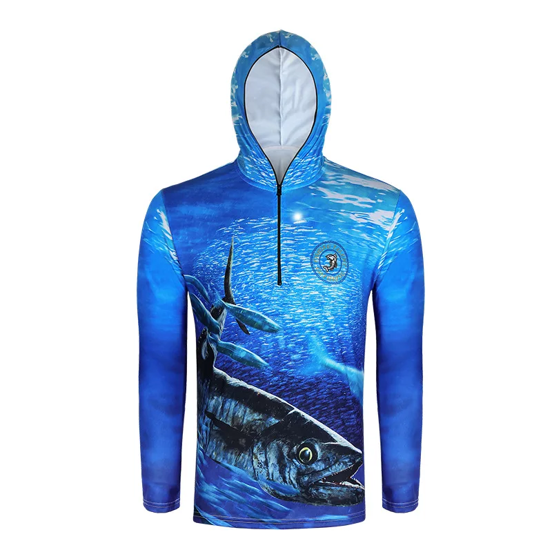 Fishing Long Sleeve Clothes Hooded Anti-UV Sunscreen Breathable Quick Dry Clothing Outdoor Sports T Shirt Pesca | Спорт и
