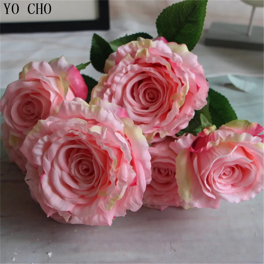 YO CHO European 7 Heads peony flower bouquet palace emperor Rose silk rose wedding decoration artificial | Дом и сад