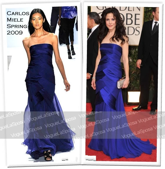 Free shipping wholesale Mary-Louise Parker in Tiered satin and chiffon evening gown | Свадьбы и торжества