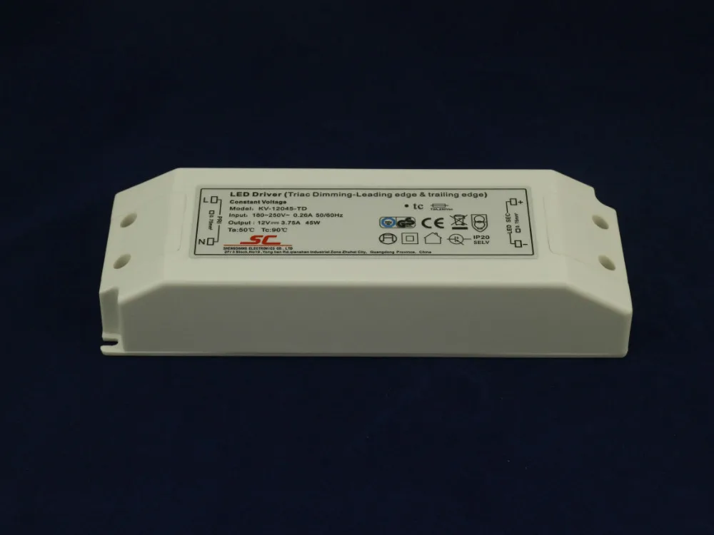 

12v/45W triac dimmable constant voltage led driver,AC90-130V/AC170-265V input