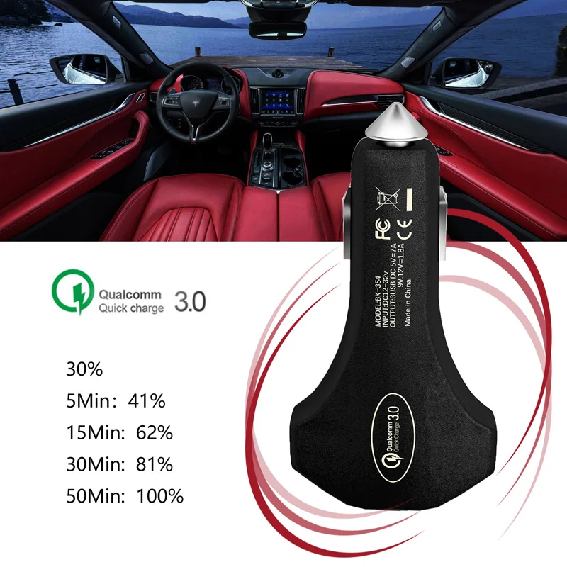 Type-C QC3.0 5 V 7A 35 W быстрое зарядное устройство 3 порта автомобильное для мобильного