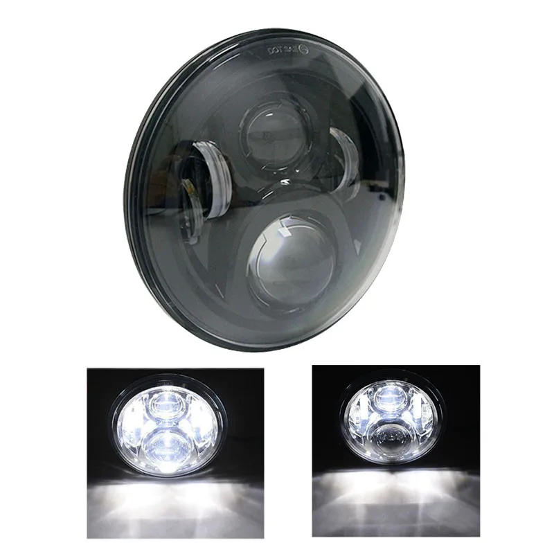 Black 50W 1 Аксессуары для мотоциклов 7 дюймов светодиодные фары Halo DRL свет для Road King Yamaha Heritage Softail Классический EFI FLSTCI налобный фонарь - Цвет: Black 50W 1
