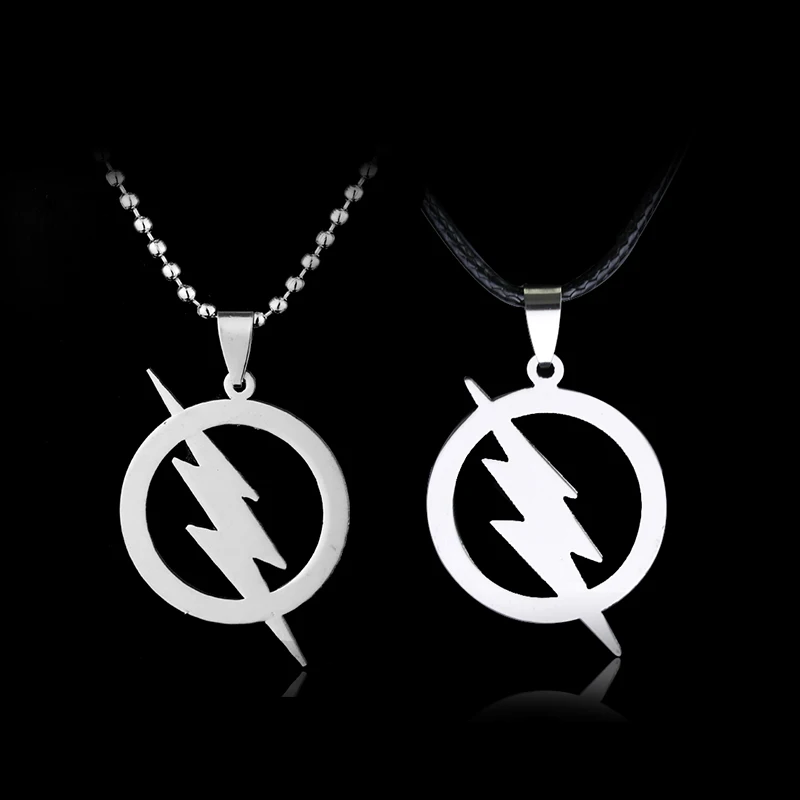 Флэш DC SUPER HERO FLASH Lightning логотип из нержавеющей стали ожерелья-цепочки подвески Рождественский подарок