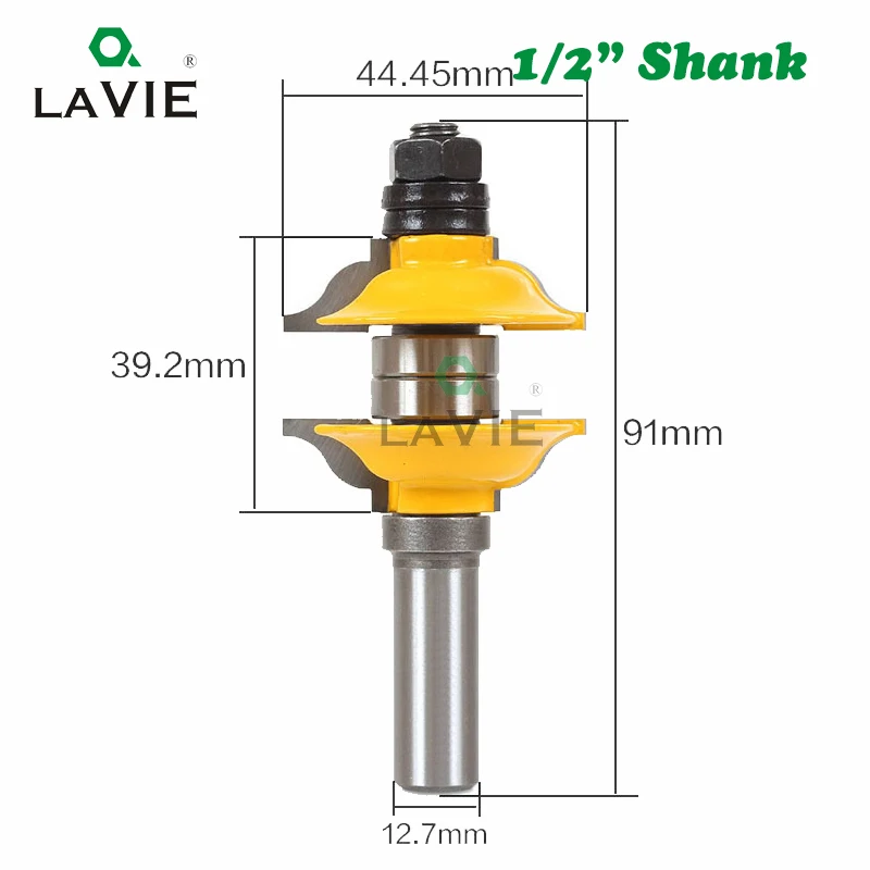 

LAVIE 3pcs 12mm 12.7mm Shank Entry Interior Tenon Door Router Bit Set Ogee Matched R&S Router Bits Carving for Wood MC03077