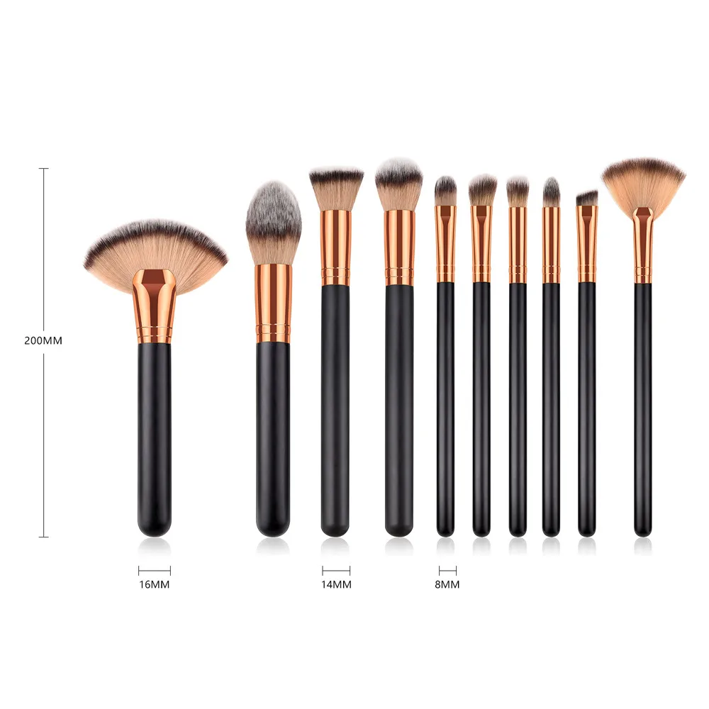 Gujhui Профессиональный Pincel de maquillaje 10 шт. модные деревянные Косметические кисти для